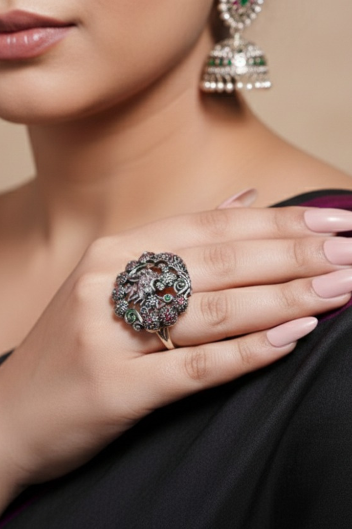 Garuda Gujarati Silver Ring