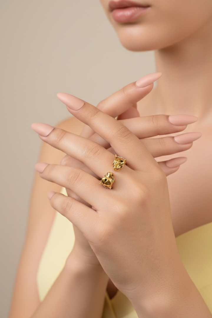 Leopard Open Band Gold Ring