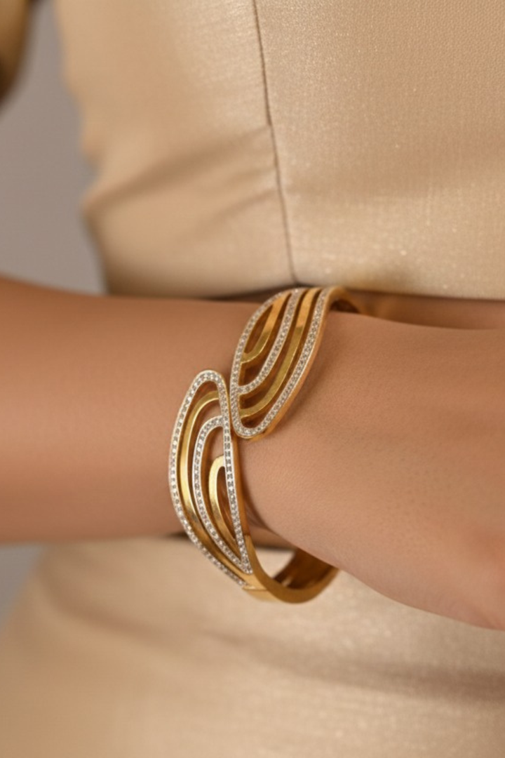 Venetian Gold American Diamond Twisted Bracelet