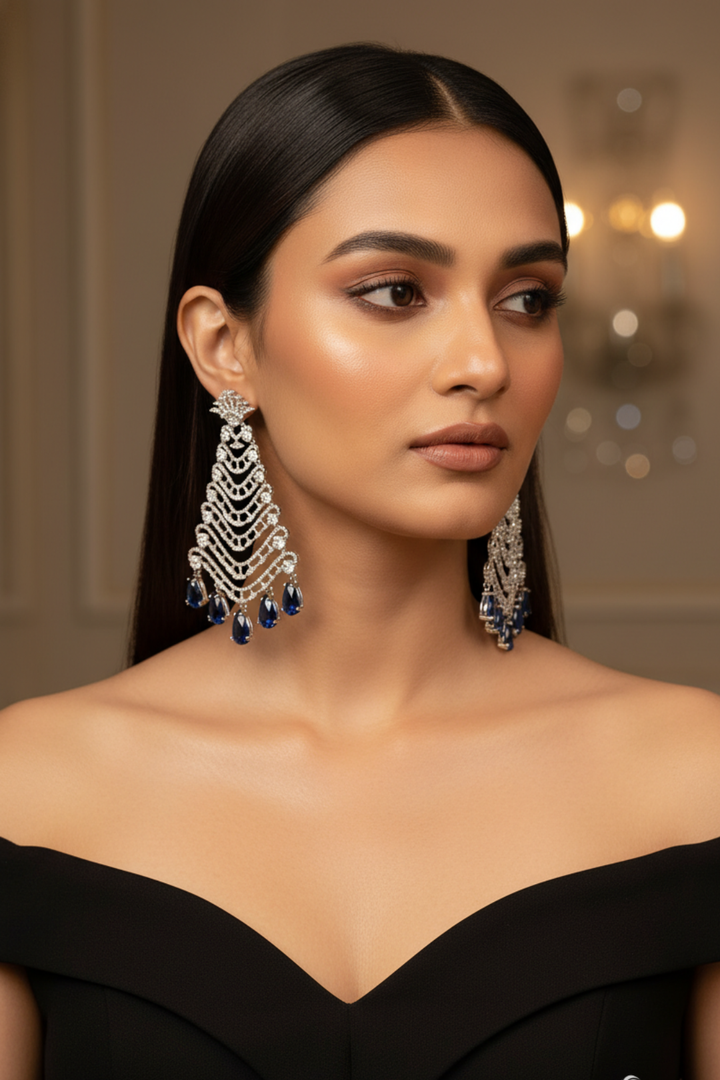 Love Diamond Tree Long Dangler Earrings