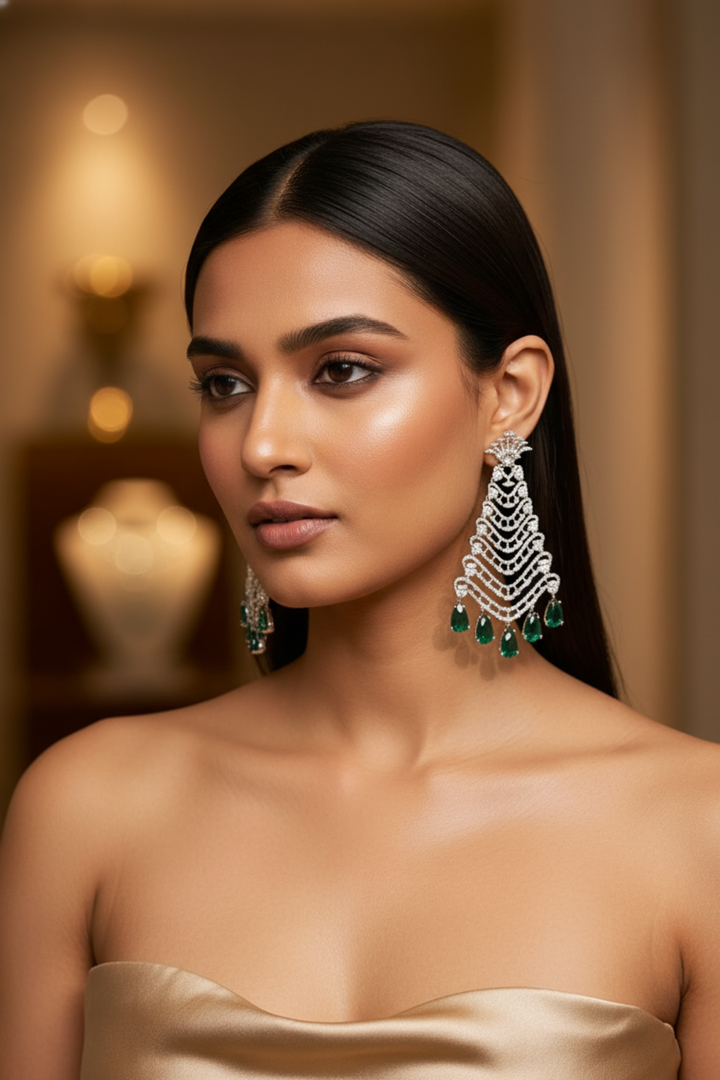 Love Diamond Tree Long Dangler Earrings