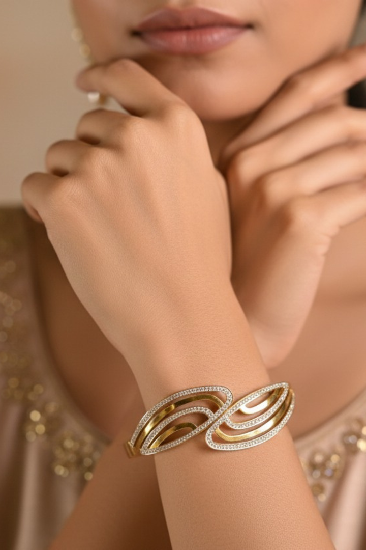 Venetian Gold American Diamond Twisted Bracelet