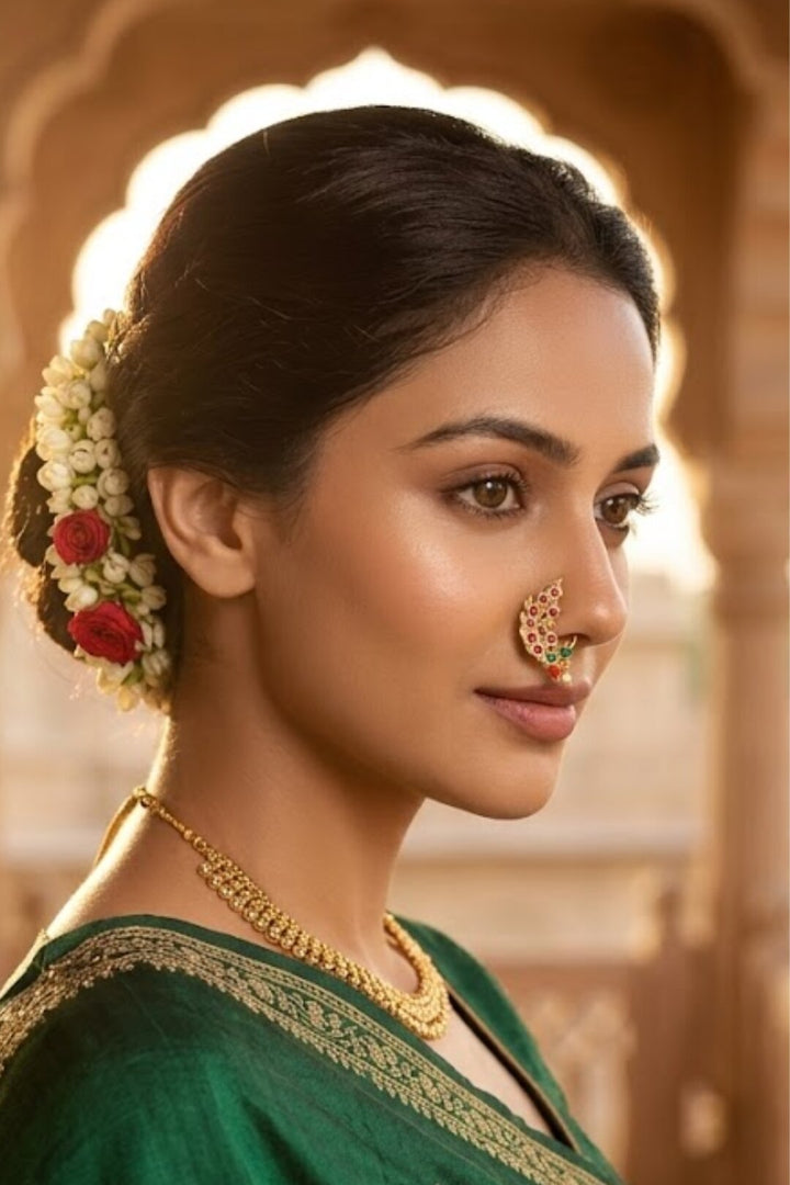 Peshwai Maharashtrian Ruby Pearl Nosering