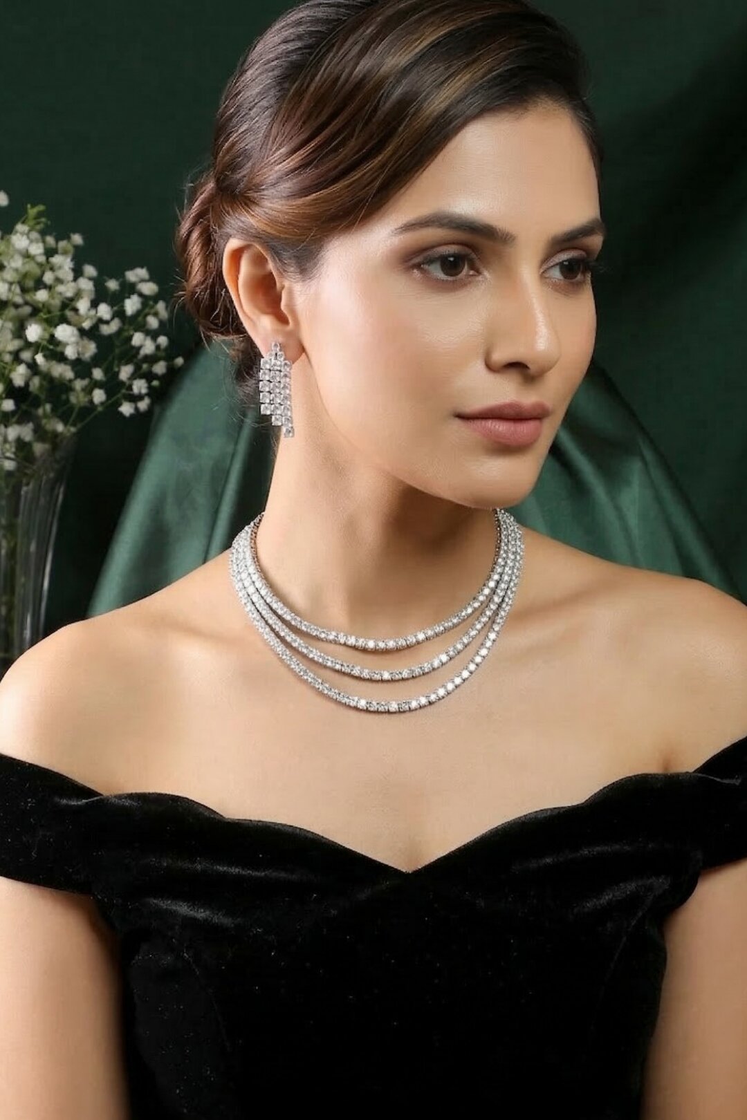 Kavishka Premium Layered Diamond Cocktail Necklace