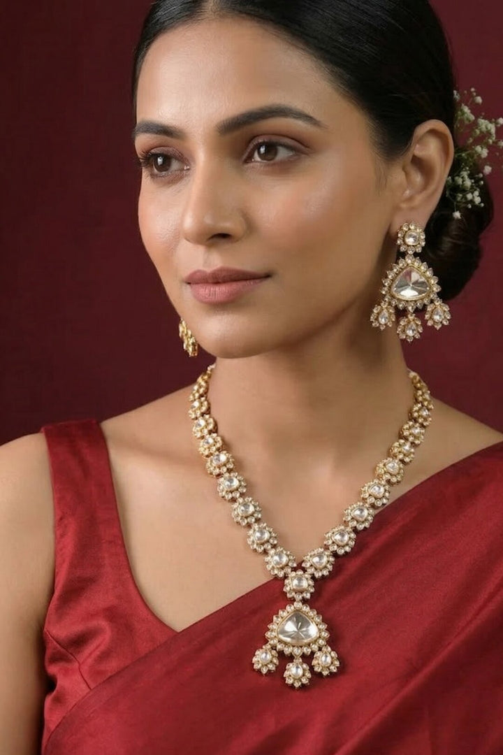 Noorani Antique Polki Pendant Sangeet Necklace