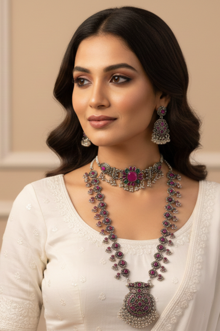 Muralidhara Silver Gujarati Choker Necklace
