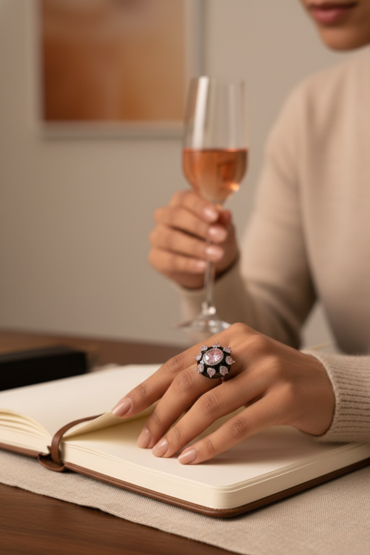 Blush Radiance Cocktail Adjustable Ring