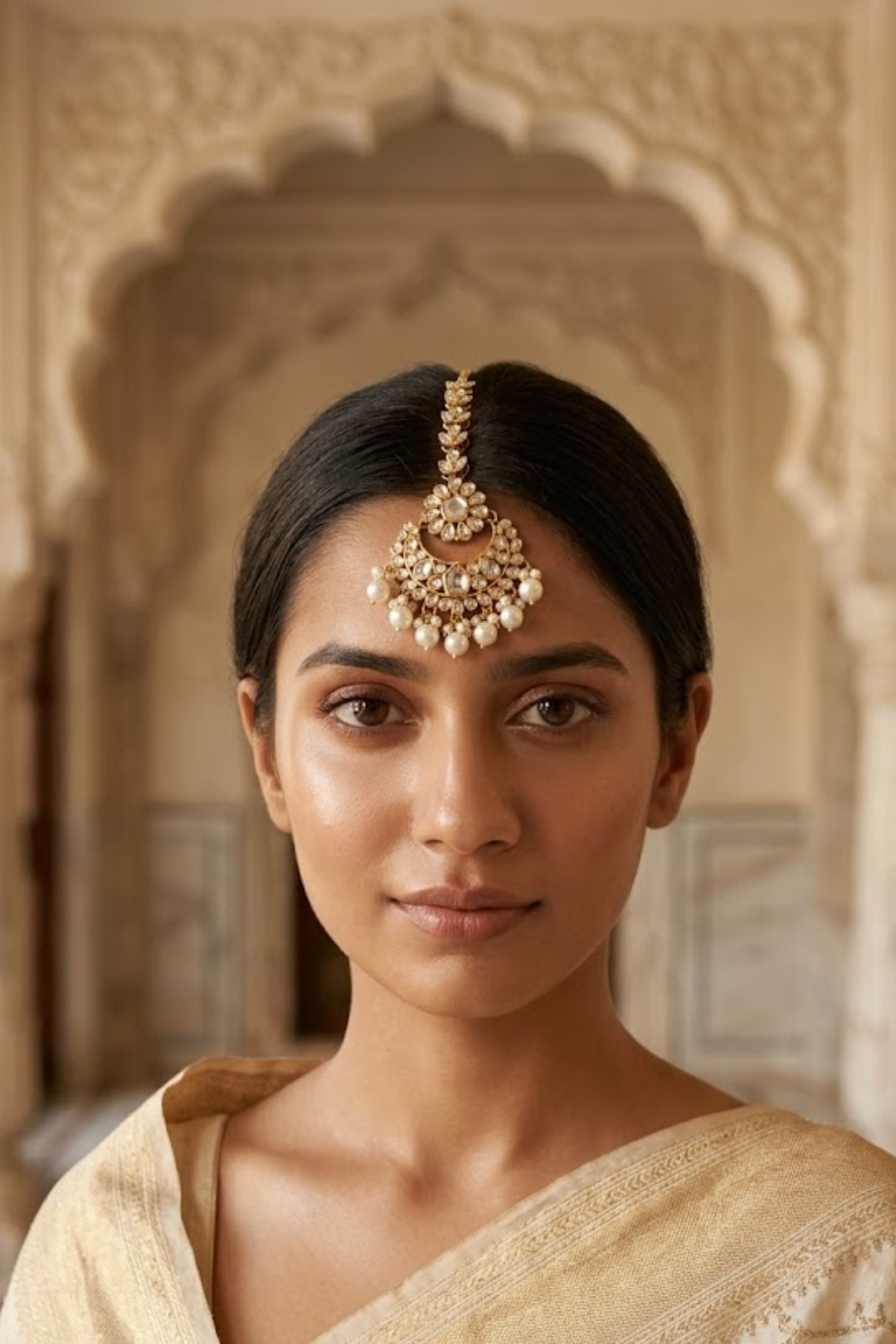 Prathna Kundan Bridal Pearl Maangtika