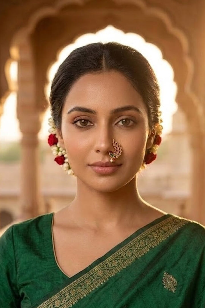 Peshwai Maharashtrian Ruby Pearl Nosering