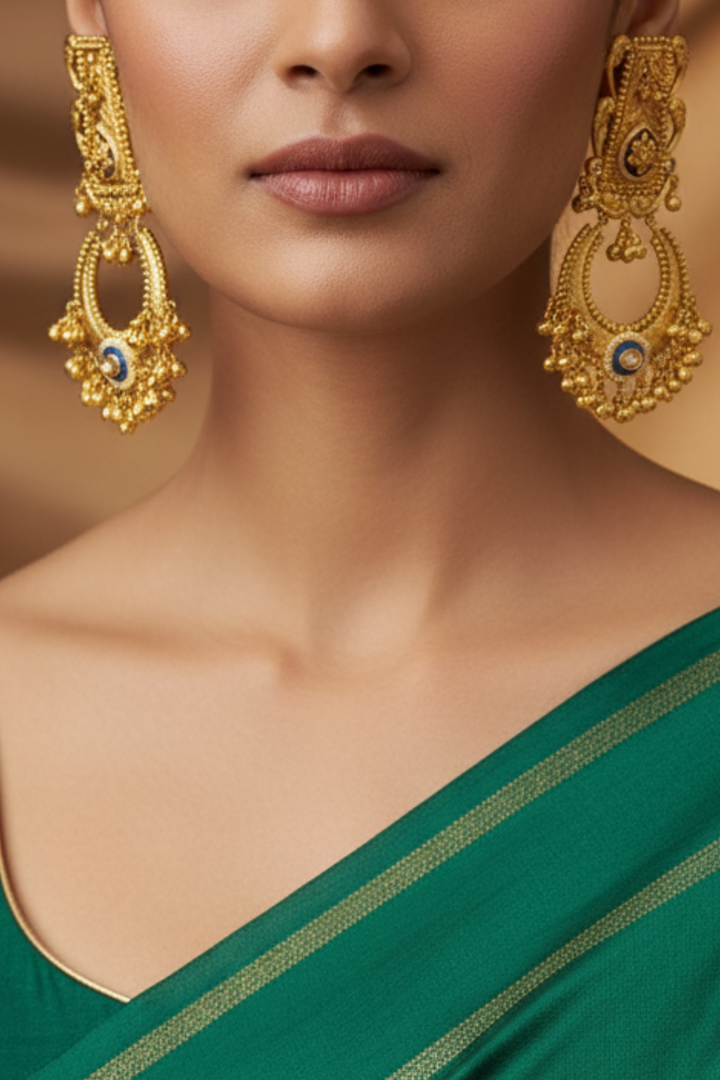 Matsya Gold Long Jhumka Earrings