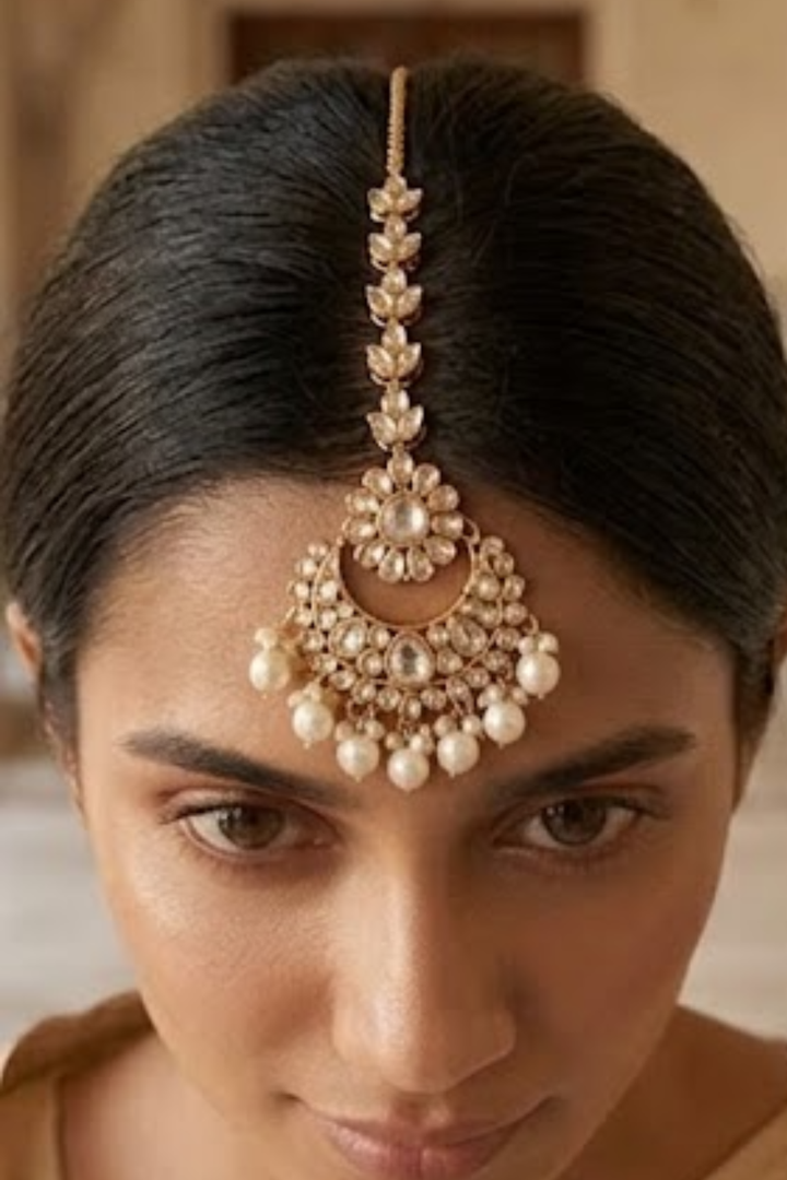Prathna Kundan Bridal Pearl Maangtika