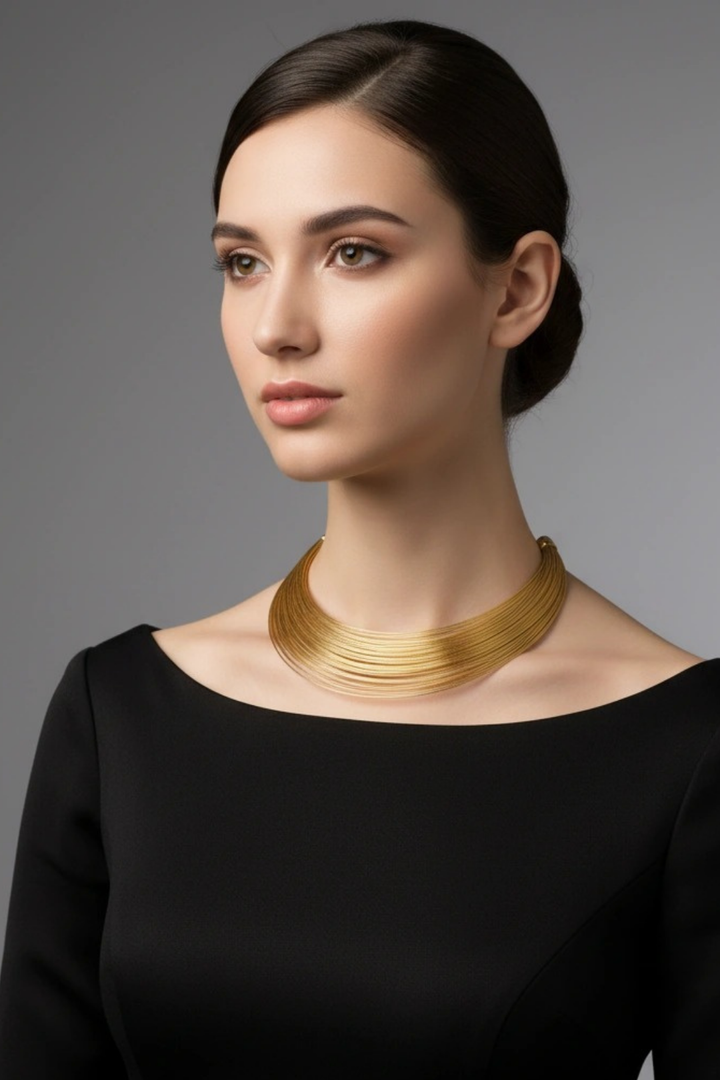 Premium Layered Golden Eclipse Chokar Necklace