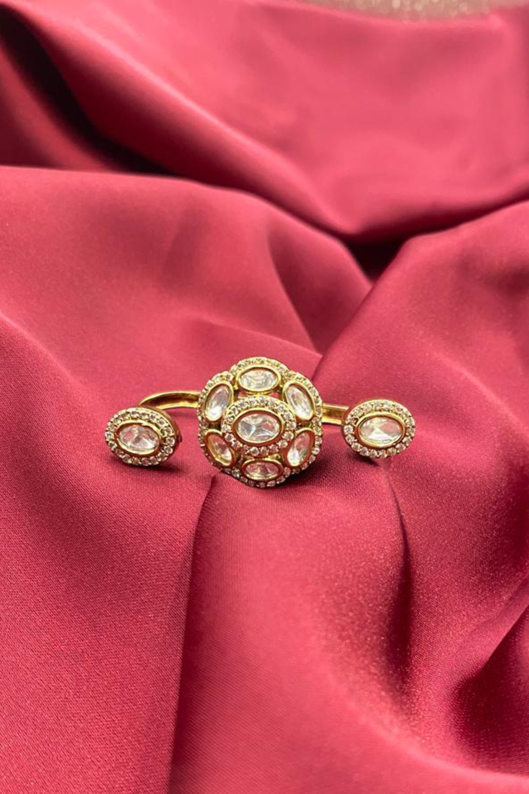 Aradhya Mehndi Polki Double Band Ring