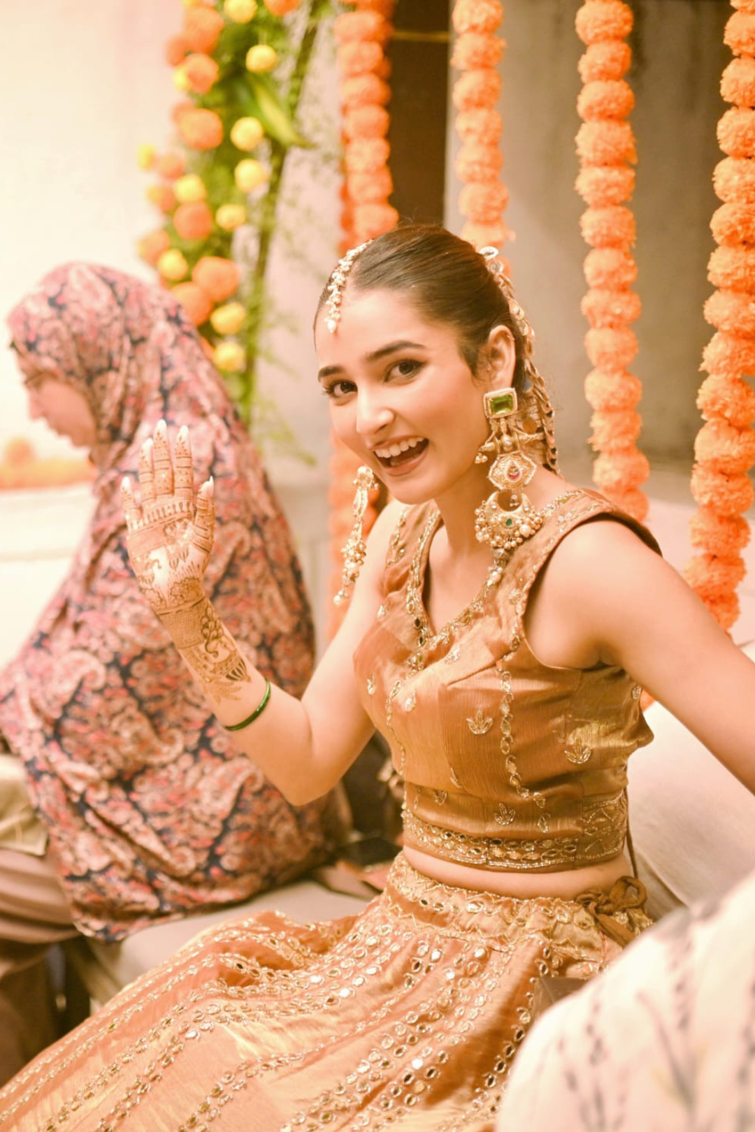 Raasleela Golden Chandelier Earrings