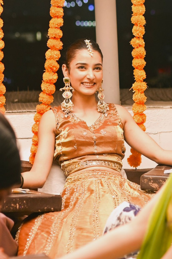 Raasleela Golden Chandelier Earrings