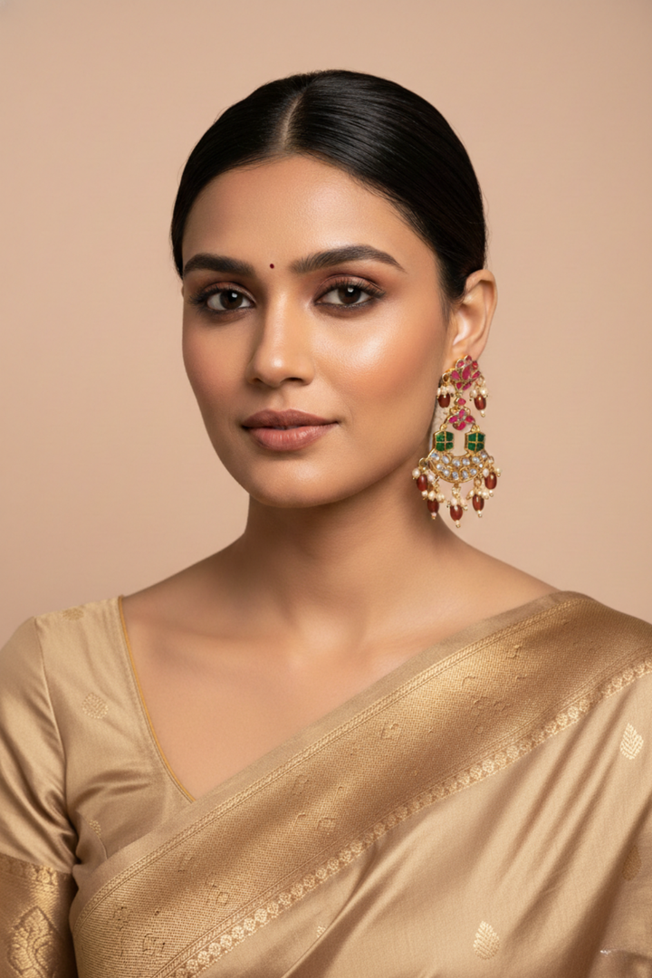 Lotusia Jadau Traditional Chaandbali Earrings