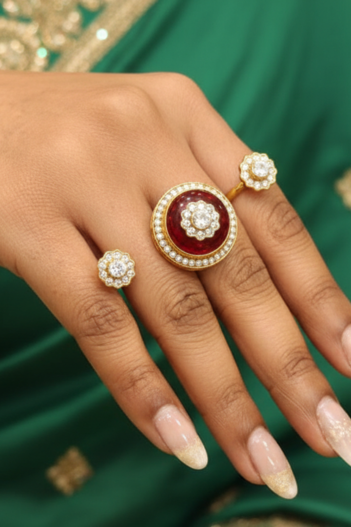 Deevanshi Mehndi Two-Finger Polki Ring