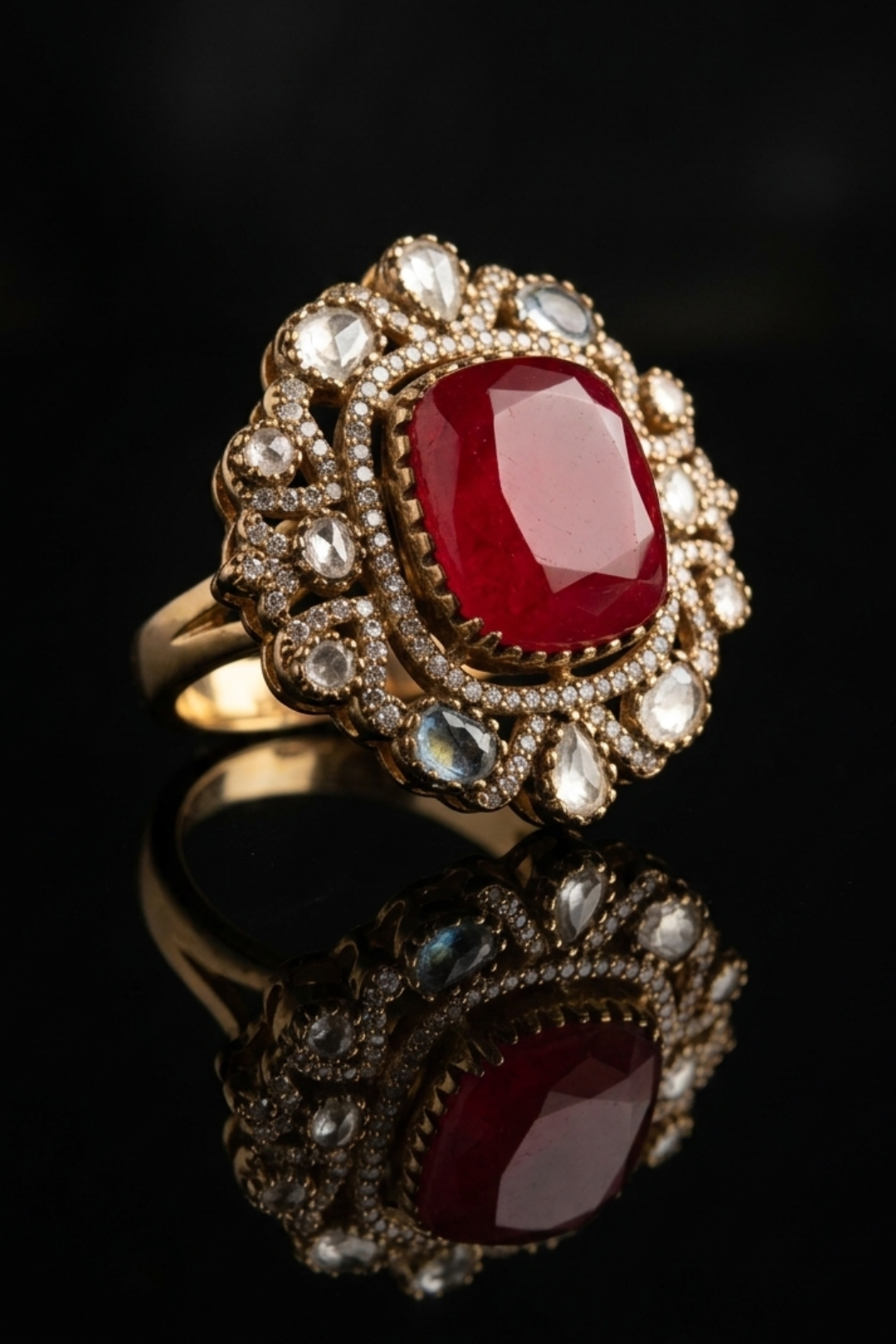 Disha Mehndi Square Polki Ring