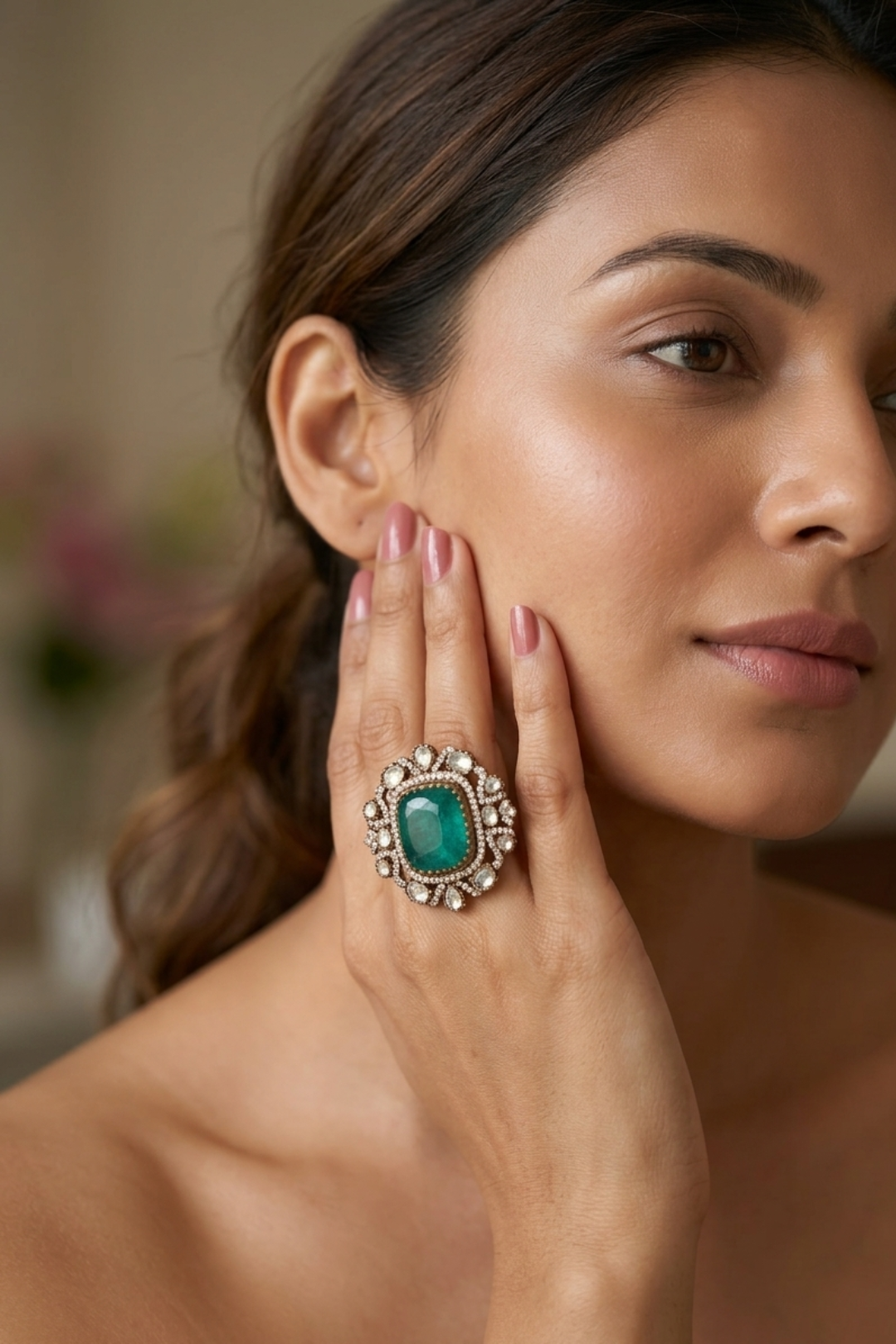 Disha Mehndi Square Polki Ring