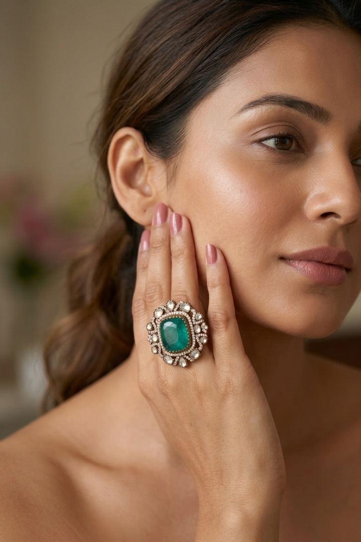 Disha Mehndi Square Polki Ring