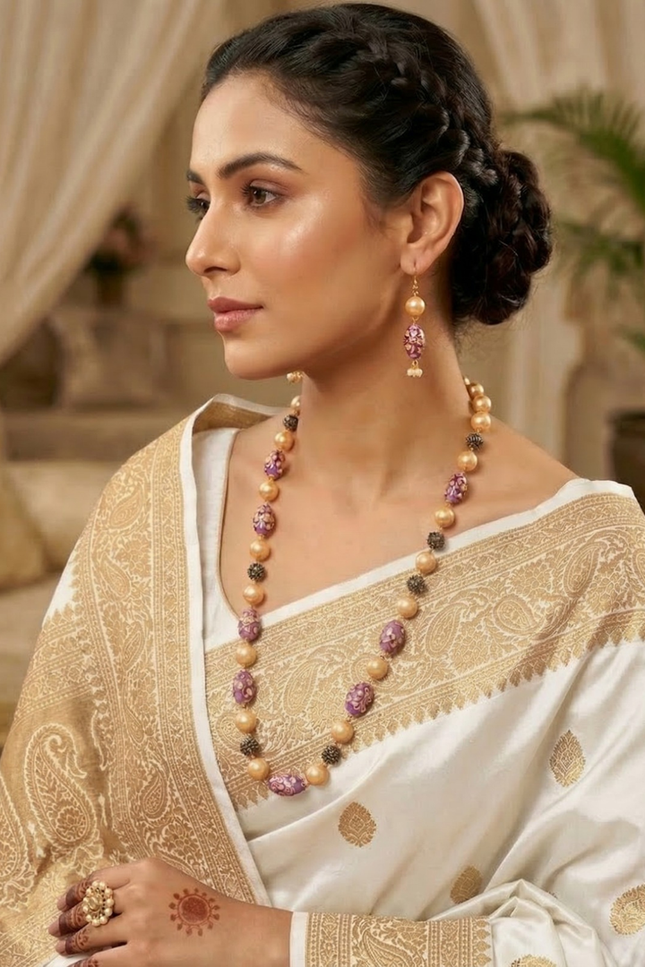 Rajasthani Purple Elegance Beaded Necklace