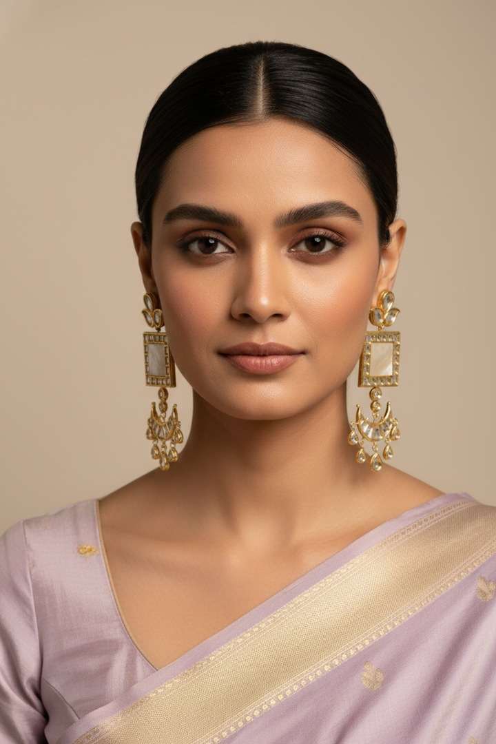 Supratika Polki Gold Dangler Earrings
