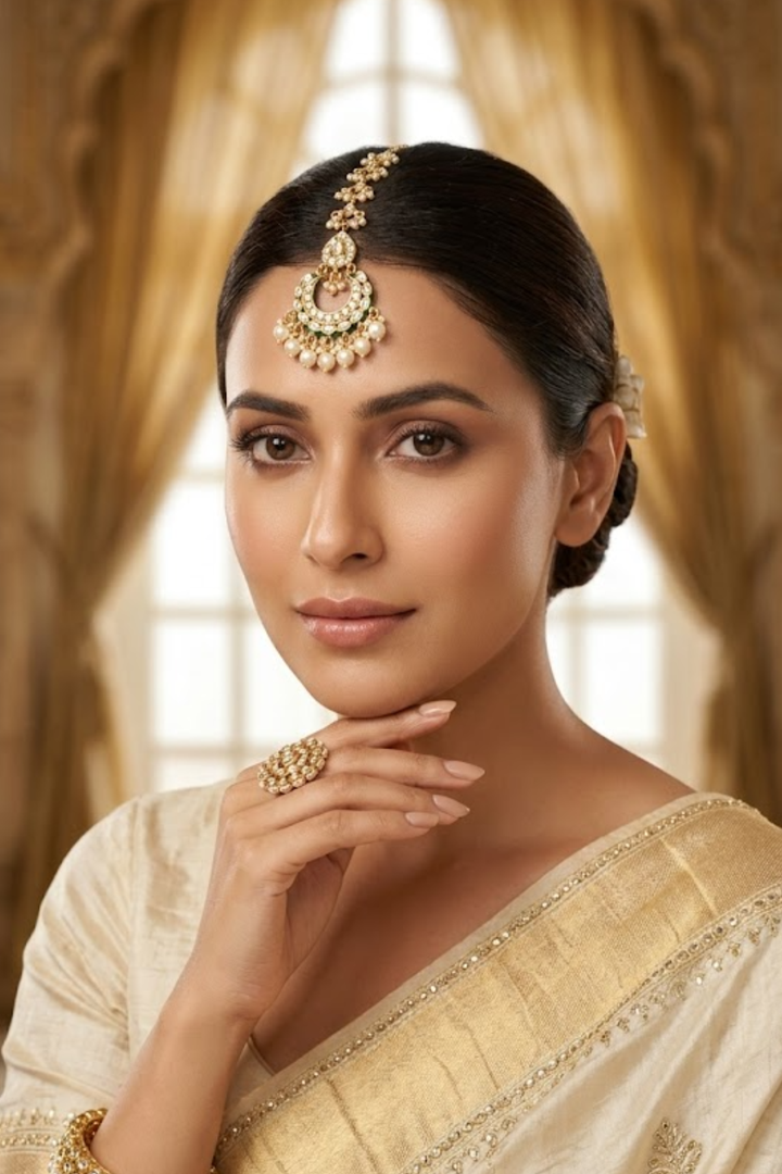 Jodha Sangeet Kundan Ruby Drop Maangtika