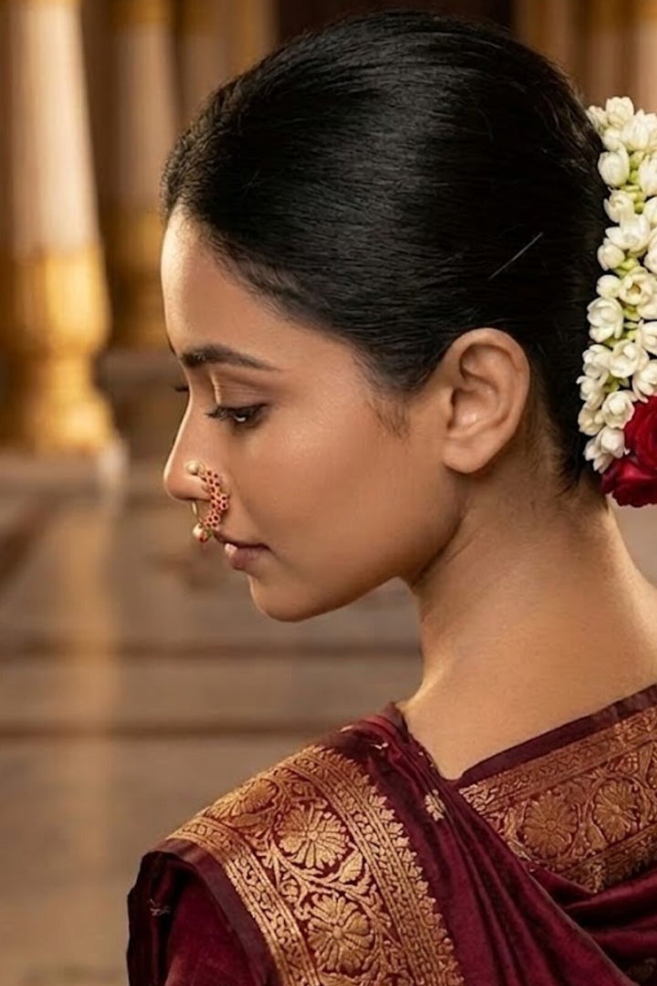 Apsara Maharashtrian Ruby Pearl Nosering