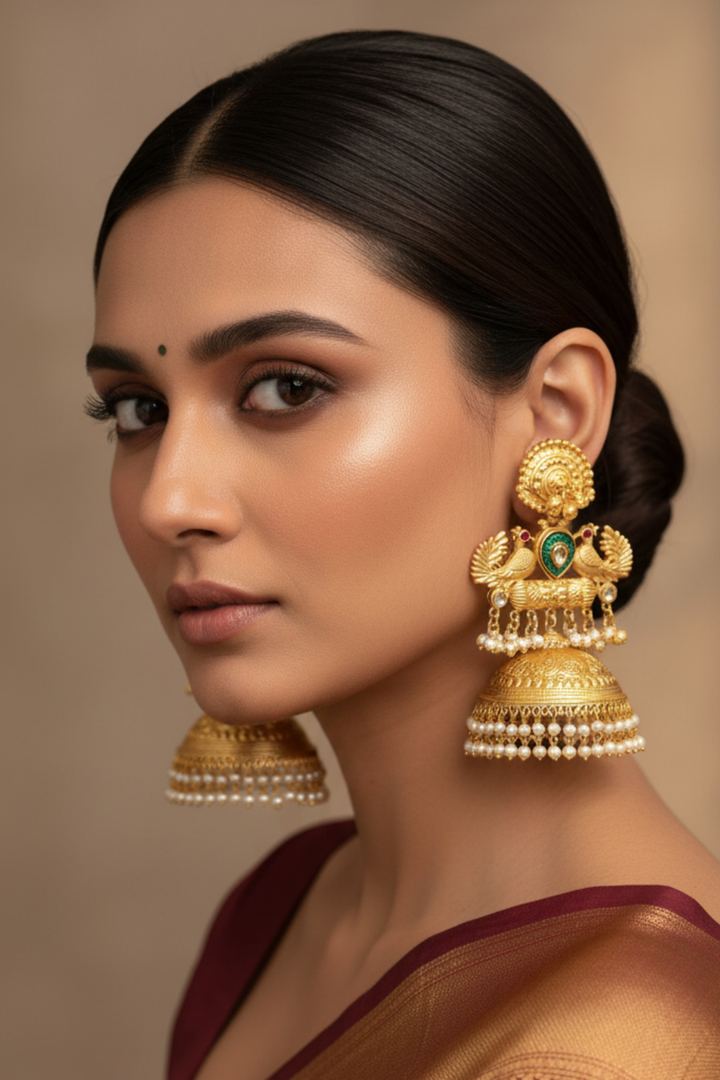 Braj Golden Chandelier Earrings