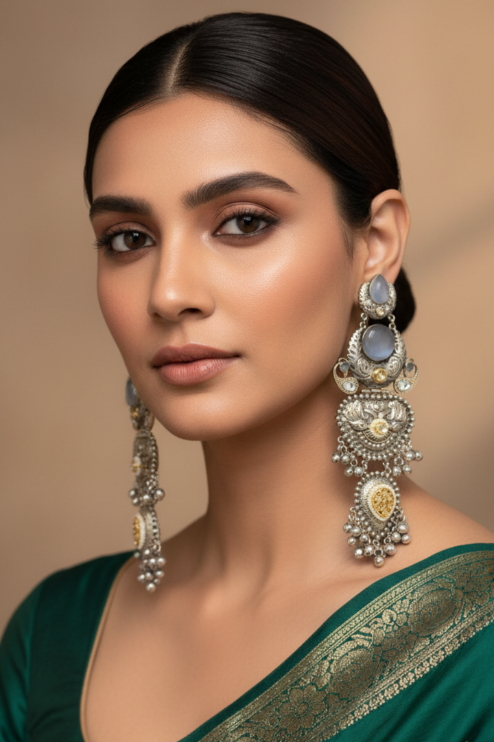 Mukunda Silver Jhumka Earrings