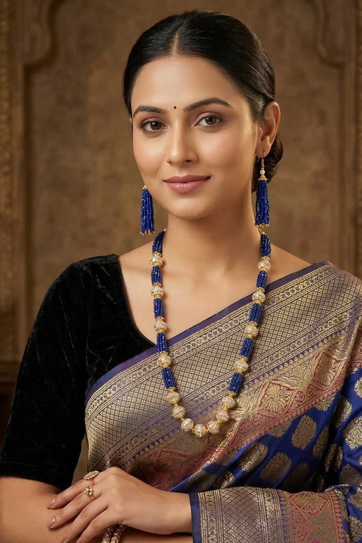Pearl Oasis Blue Beaded Necklace