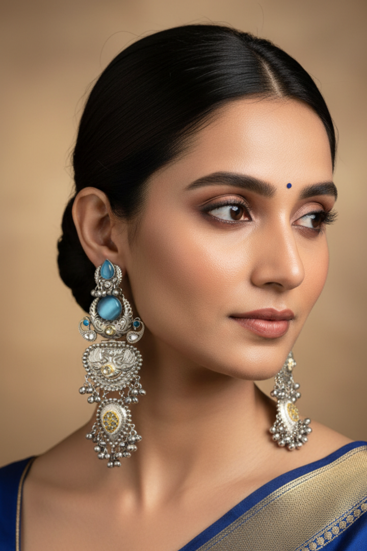 Mukunda Silver Jhumka Earrings
