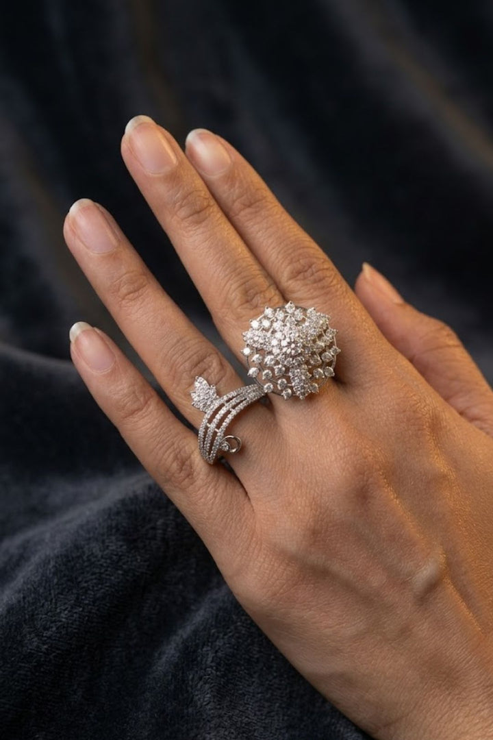 Mersey Double Finger Diamond Adjustable Ring
