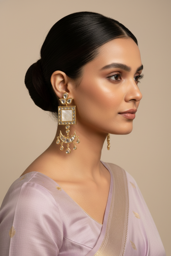 Supratika Polki Gold Dangler Earrings