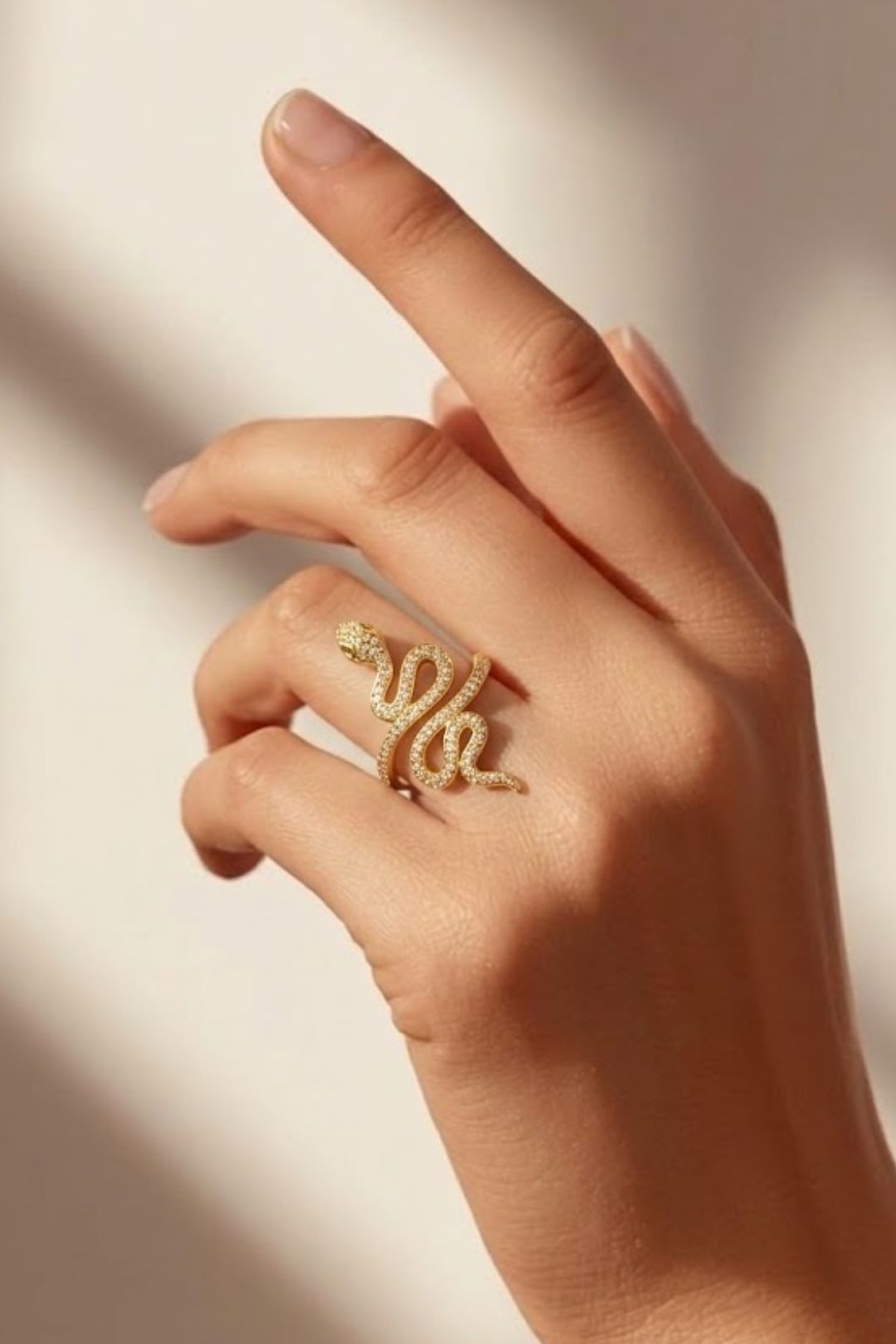 Exe Serpent Diamond Gold Adjustable Ring