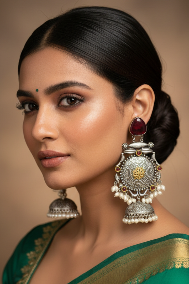 Bodhi Silver Jhumka Earrings