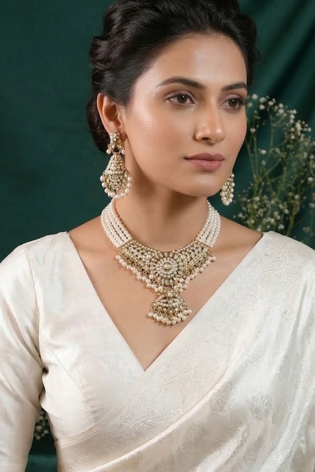 Avantika Pearl Jadau Engagement Choker Necklace