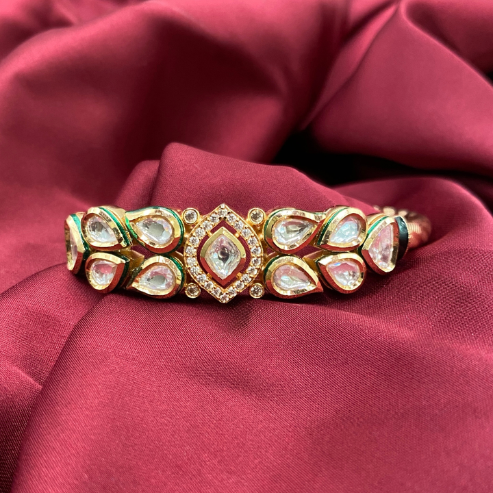 Ragini Ethnic Gemstone Sleek Polki Bracelet