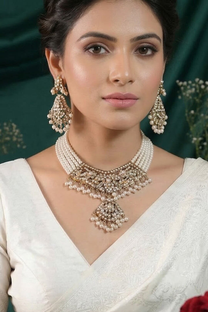 Chitralekha White Jadau Pearl Sangeet Necklace
