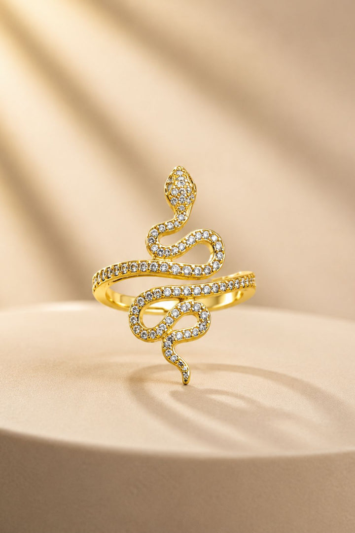 Exe Serpent Diamond Gold Adjustable Ring