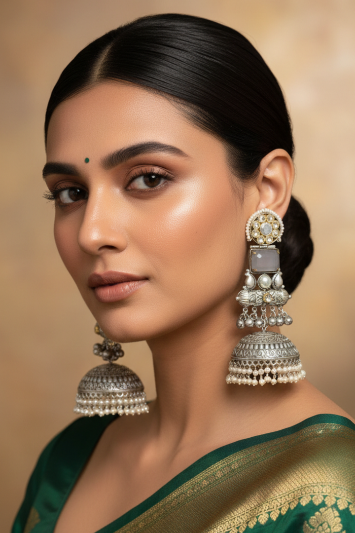 Gopala Silver Jhumka Earrings