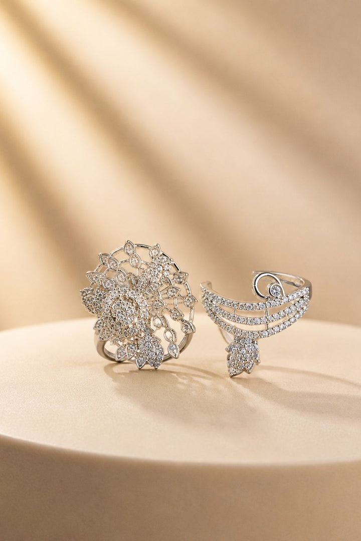 Mersey Double Finger Diamond Adjustable Ring