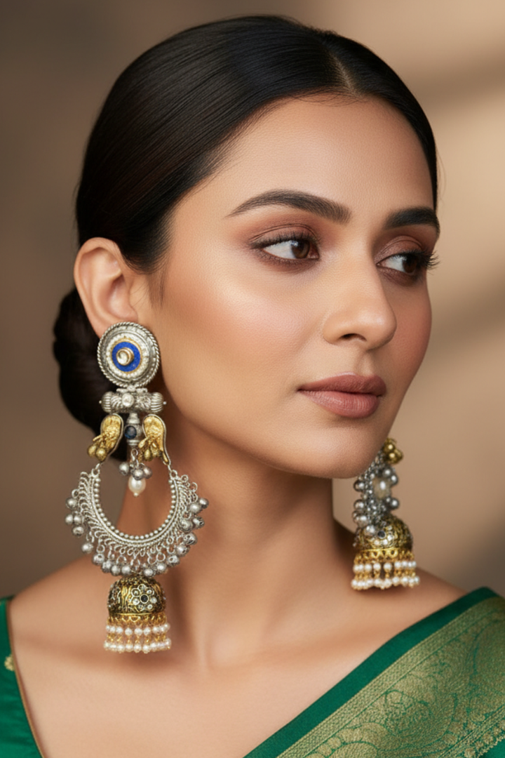 Govinda Silver Jhumka Earrings