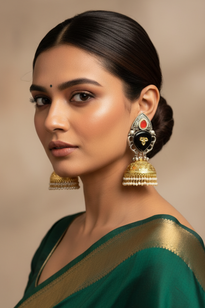 Ethnic Black Jhumka Earrings