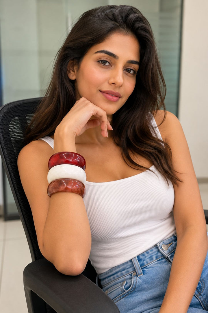 Rangrez Maroon & Ivory Stack Bangles