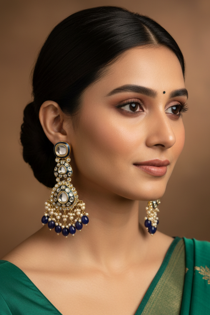 Bandhani Kundan Bridal Gold Dangler Earrings