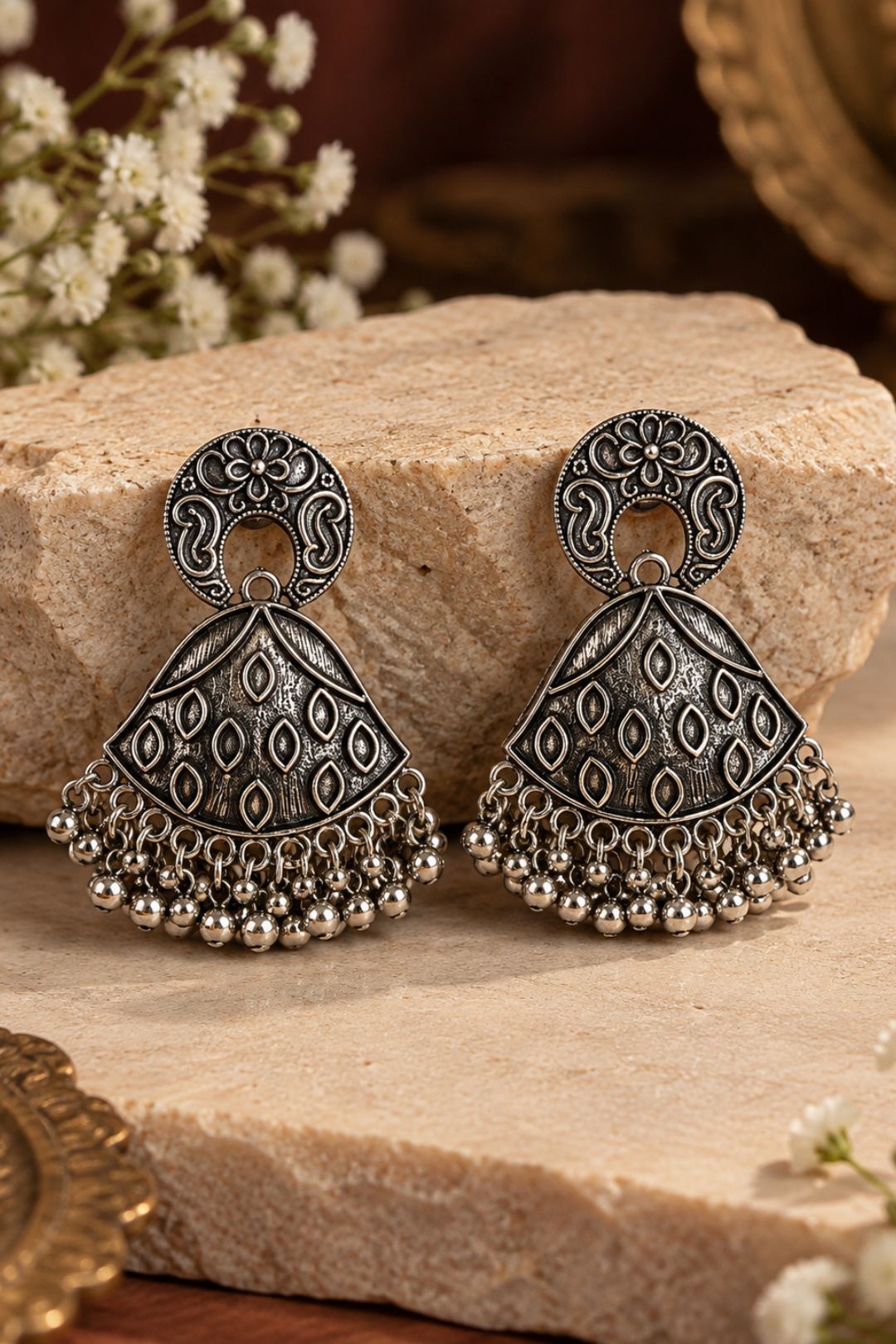 Shailputri Silver Jhumka Earrings