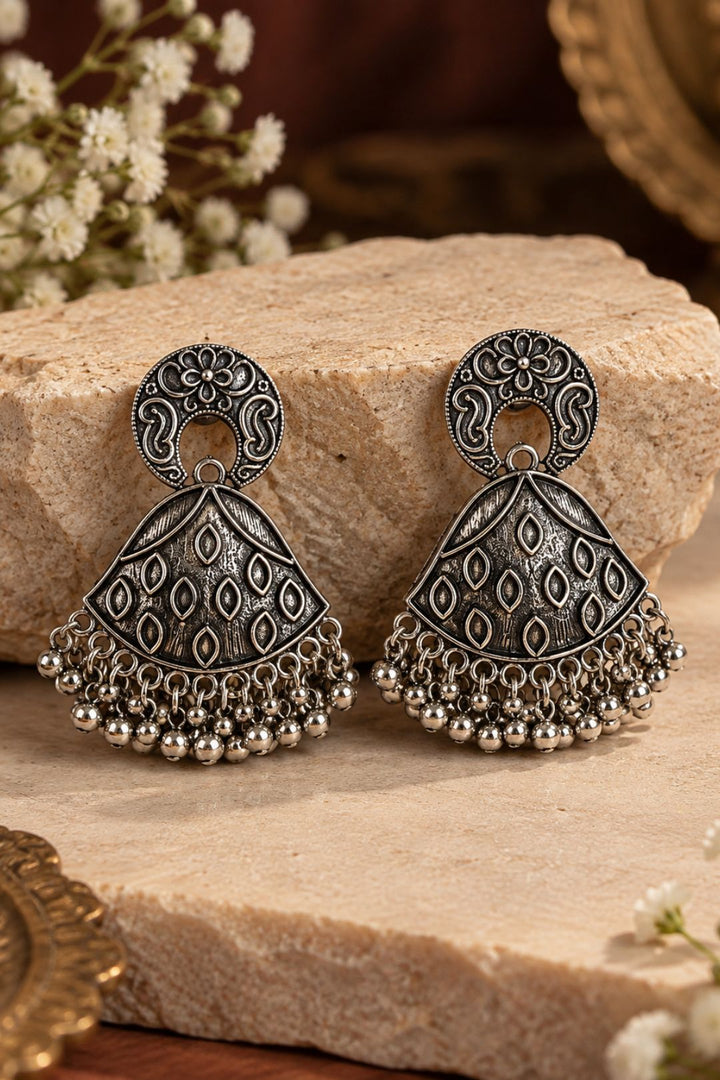 Shailputri Silver Jhumka Earrings