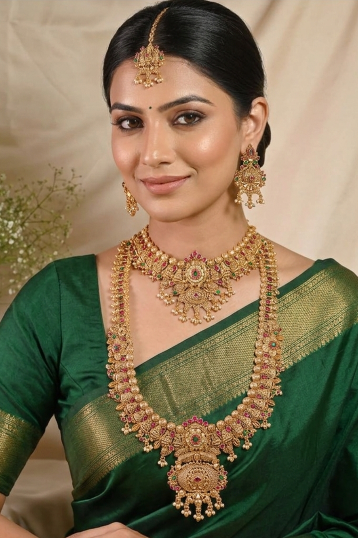 Meenakshi Temple 24 Karat Gold Long Necklace