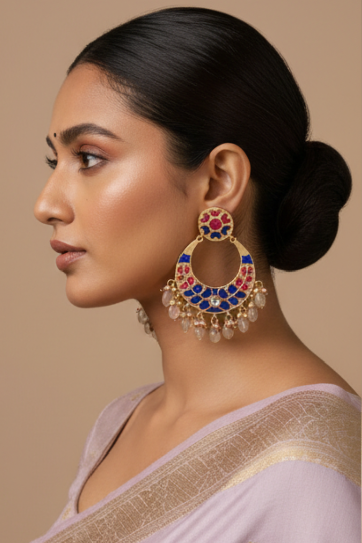 RajLaxmi Jadau Traditional Chaandbali Earrings